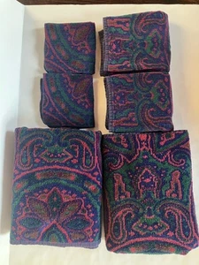 Ralph Lauren Vtg. Paisley Medallion Towels Set: Bath Hand Washcloth Set Rare EUC - Picture 1 of 6