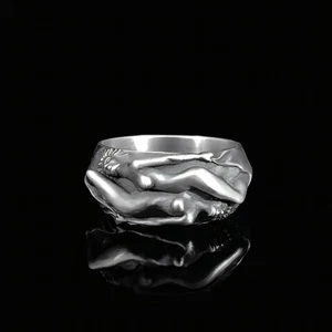 Lesbian Couple Ring 925 Sterling Silver Women Lovers Embrace Erotic Jewelry - Picture 1 of 6