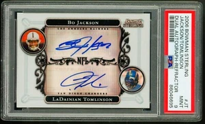 2006 Bowman Sterling Bo Jackson/Ladainian Tomlinson Dual Auto /20 PSA 9 POP 1 - Picture 1 of 2
