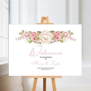 IMPRESIÓN PERSONALIZADA DE CARTEL DE CARTEL DE BIENVENIDA CON NOMBRES DE TABLERO DE EXHIBICIÓN DE FIESTA DE BODA FECHA - Imagen 1 de 2