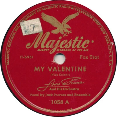Louis Prima And His Orchestra - My Valentine / Brooklyn Boogie 1946 Shellac, 10" - Image 1 of 2