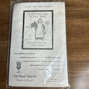 Jane Snead Samplers Fat Wife Stamped Cross Stitch Kit Needlework No. 398 - Picture 1 of 2