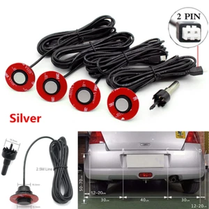  4 Parking Sensors Car Auto Backup Reverse Rear Radar System Alert Alarm Silver  - Picture 1 of 12