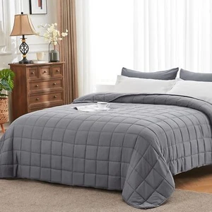 25Lbs Grey Weighted Blanket 80X87 Cozy Hug For Comfortable Sleep - Picture 1 of 8