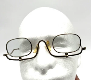 Occhiali steampunk vintage lenti ribaltabili metallo tono oro anni 60 retrò Taiwan - Foto 1 di 7