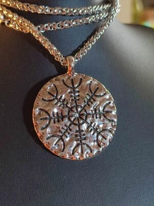 Wikinger Halskette Kette Anhänger Rund Kompass schön groß Beidseitig Seemann - Bild 1 von 7