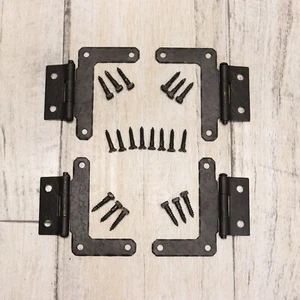 4PC Vintage Mckinney Forged Iron Half Surface L-Hinges Cabinet Hardware -Black - Picture 1 of 10
