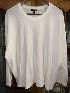 EILEEN FISHER Top Womens 3X Plus Cream Boxy Pullover Organic Linen Crepe Stretch