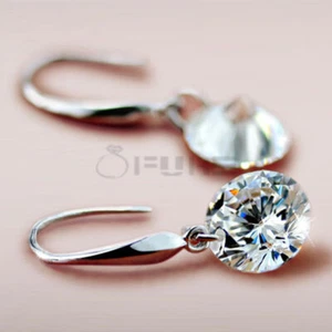 Hot Brilliant Colorful Round CZ Stones 925 Sterling Silver Plated Drop Earrings - Picture 1 of 81