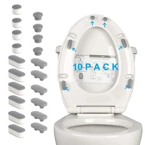 10 Pieces Toilet Seat Bumper Kit, Universal Buffer Toilet Lid Rubber Bumpers - Picture 1 of 25