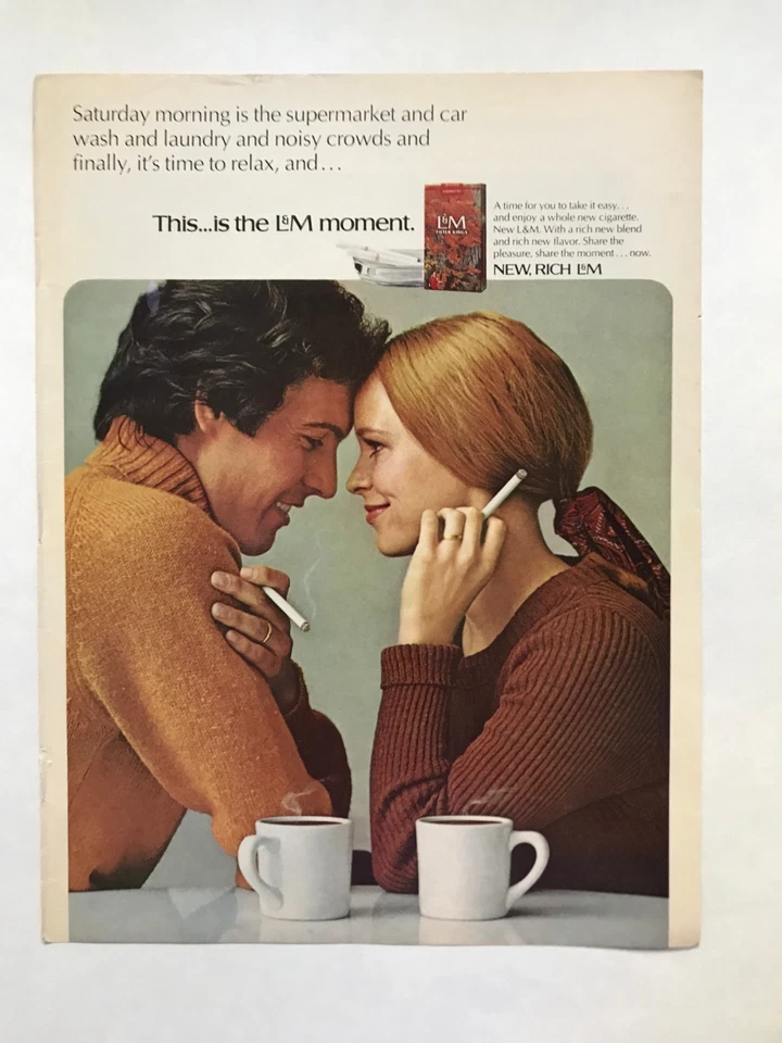 Anuncio impreso vintage 1971 de cigarrillos L&M Foto 1 de 1