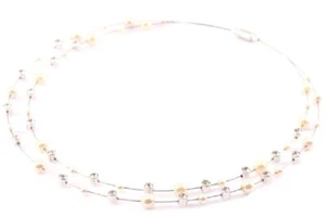 Le Bijou exkl.Collier Edelstahldrähte Swarovski Kristalle + Perlen cremeweiß - Bild 1 von 1