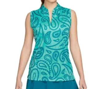 NWT Nike DH1975-392 Golf Victory Sleeveless Polo Green Paisley Print Size XS - Picture 1 of 10