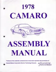 1978 Chevrolet Camaro Assembly Manual Book Rebuild Instructions Illustrations - Picture 1 of 1