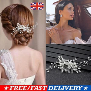 Flower Wedding Bridal Hair Accessories Comb Clips Piece Crystal Diamante Pearl - Picture 1 of 11