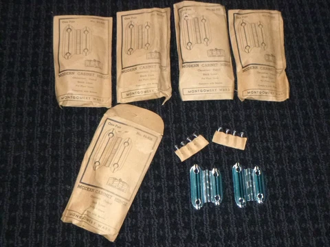 Lot of 5 PRS NOS Vtg Wards Chrome W/ Black Line Flush Mount Cabinet Hinges Cover