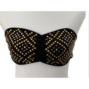 M Pink Victoria Top Studded Bandeau Black Gold Silver Stud Party Club trapless M - Picture 1 of 8
