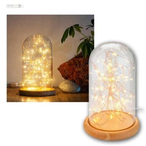 Cloche en verre avec chaîne lumineuse micro USB LED années 50 blanc chaud, décoration de Noël - Photo 1/5
