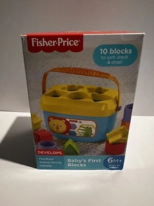 Fisher-Price Stacking Toy Baby's First Blocks Set of 10 Shapes Learning Toy - Picture 1 of 3