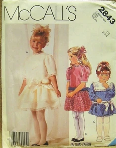 MCCALLS PATTERN 2843  DRESSES SASH GIRLS SIZES  2 3 4  UNCUT  VINTAGE 1986 - Picture 1 of 2