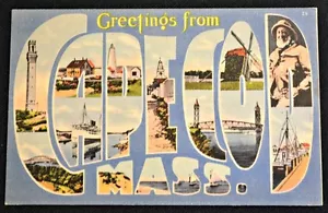 Greetings from Cape Cod Massachusetts MA Postcard PC circa 1930s Bubble Letters - Bild 1 von 1