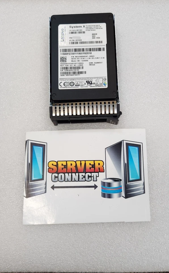 00YC465 -- LENOVO 800GB SSD SAS 12Gbps 2.5" G3HS HDD -- 00YC466 - Image 1 of 1