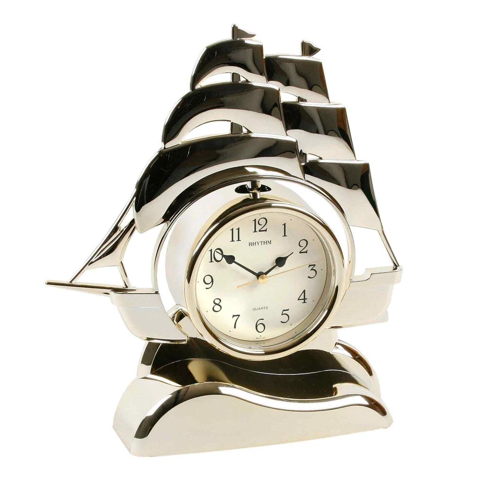 Rhythm Gold Ship Table Clock with Pendulum 4RP705WS18 - Image 1 of 1