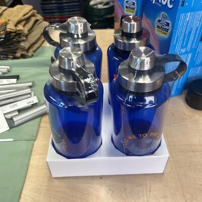 Set Of 4 OZARK Trail 32oz Blue BPA Free Plastic Water Bottle w/ Screw-on Lid