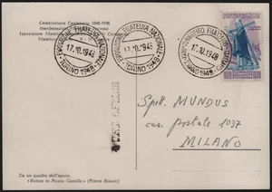 #ITA(04513) Italia Repubblica 1948 S.Caterina £.5 isolato su cartolina - Imagen 1 de 2