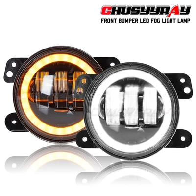 For Jeep Wrangler 2007 2008 2009 Front Driving Fog Light Lamp Halo DRL - Image 1 of 4