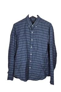 J Crew Shirt Mens Large Blue Striped Linen Slim Fit Baird McNutt Irish Casual - Picture 1 of 8