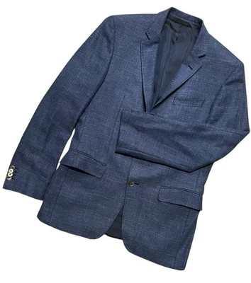 Hugo Boss Blazer Men’s 40R Blue Silk Linen Wool Vitale Barberis Canonico Jacket - image 1 of 4