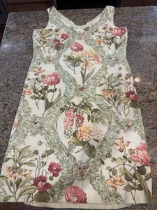 Vintage Talbots Embellished Floral Shift Dress 100% Cotton Summer Women’s Sz 12 - Picture 1 of 14