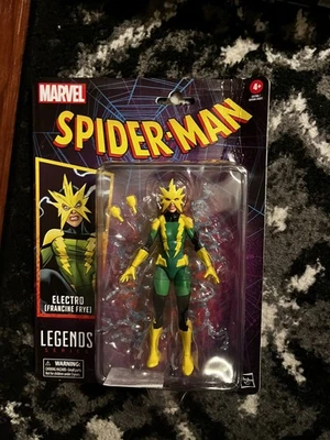 Figura de 6" Hasbro Marvel Legends Spider-Man tarjeta retro Francine Frye Electro 2025 Foto 1 de 2