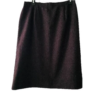Vintage! Norton McNaughton Size 14 Lined Wool Blend Elastic Purple Pencil Skirt - Picture 1 of 7