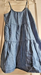 NWT Nordstrom BP Womans S tiered light wash denim mini dress spaghetti strap - Picture 1 of 5