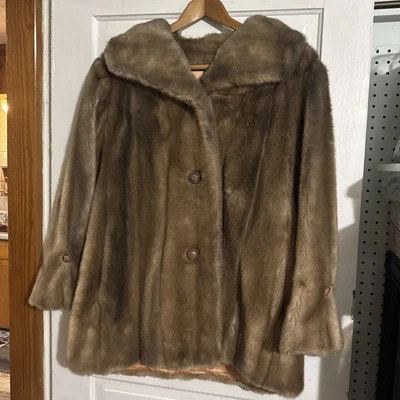 Tissavel France Faux Fur Acrylic Coat Women Large Brown Style Dubrowsky & Joseph Foto 1 de 4