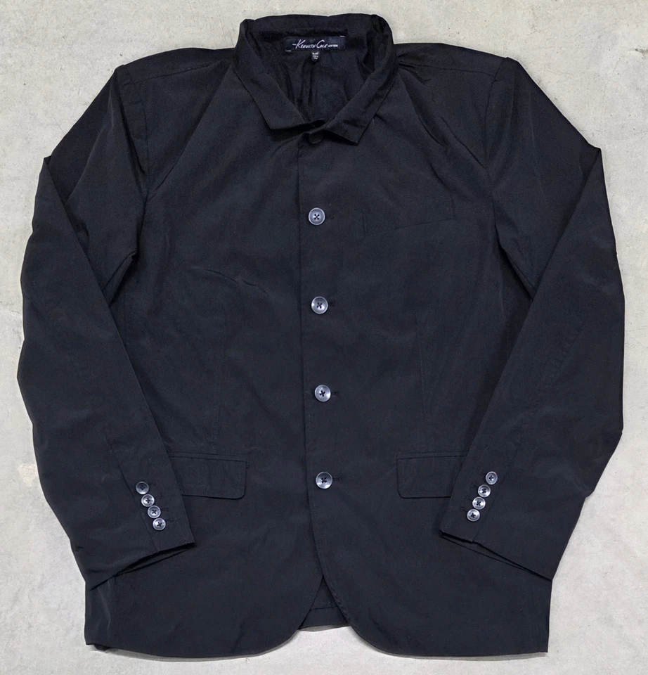KENNETH COLE NY Rain Jacket Men XL Black Button Up Lined Formal Windbreaker Coat - Image 1 of 4