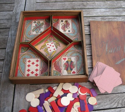 Ancien jeu de société Nain Jaune Pions en Os Complet NK Atlas - Photo 1/4