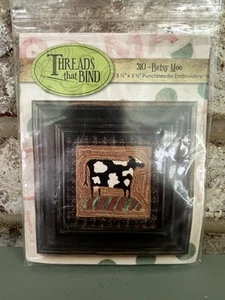 Threads That Bind Punchneedle Pattern #310 Cow 3-1/2” x 3-1/2” - Picture 1 of 2