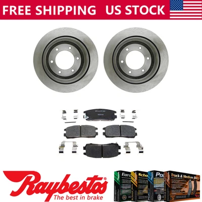 Rear Brake Rotors + Ceramic Brake Pads & Hardware For 1992-2002 Isuzu Trooper - Image 1 of 4