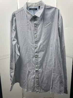AXIST Men’s Dress Shirt XXL Blue White Vertical Striped Long Sleeve Cotton Blend - Image 1 of 3