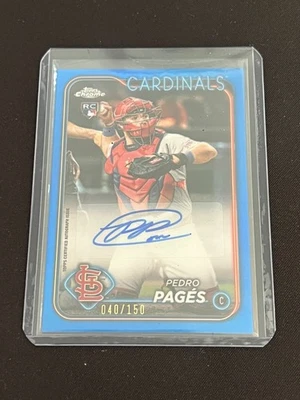 Pedro Pages 2024 Topps Chrome True Blue Refractor Auto #40/150 (RC) - Cardinals - Image 1 of 2