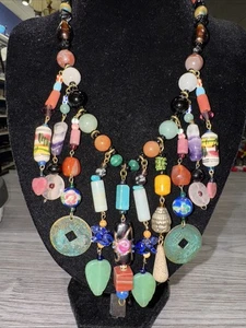 vintage brass charm necklace  - Picture 1 of 8