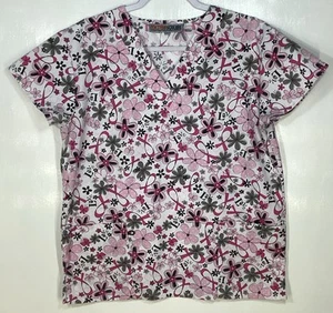 Blusa Médica Rosa Cinta Mujer Talla S Pequeña Love Flowers Conciencia sobre el Cáncer de Mama - Imagen 1 de 3