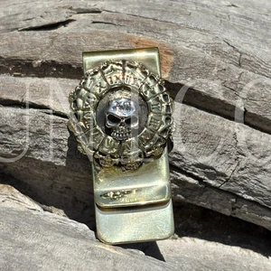 Custom Made Steel Skull Steel Dollar Money Clip Wallet Credit Card Bronze Roman - Picture 1 of 9