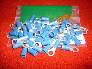 CRIMP TERMINALS BLUE INSULATED RING 5MM HOLE 50PACK HQ - Picture 1 of 2