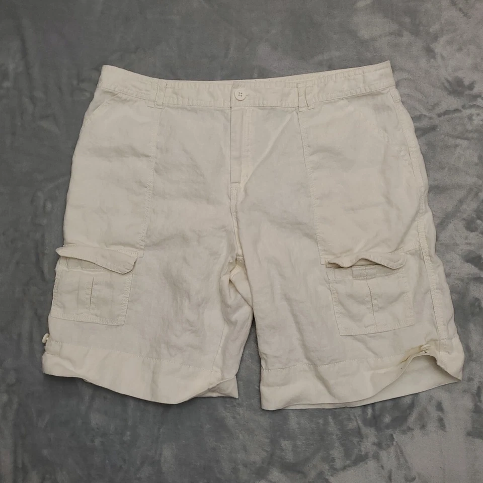 Pantalones Cortos Coldwater Creek Para Mujer 16 Crema 100% Lino Informales Exterior Pantalones Cortos Costeros Foto 1 de 4