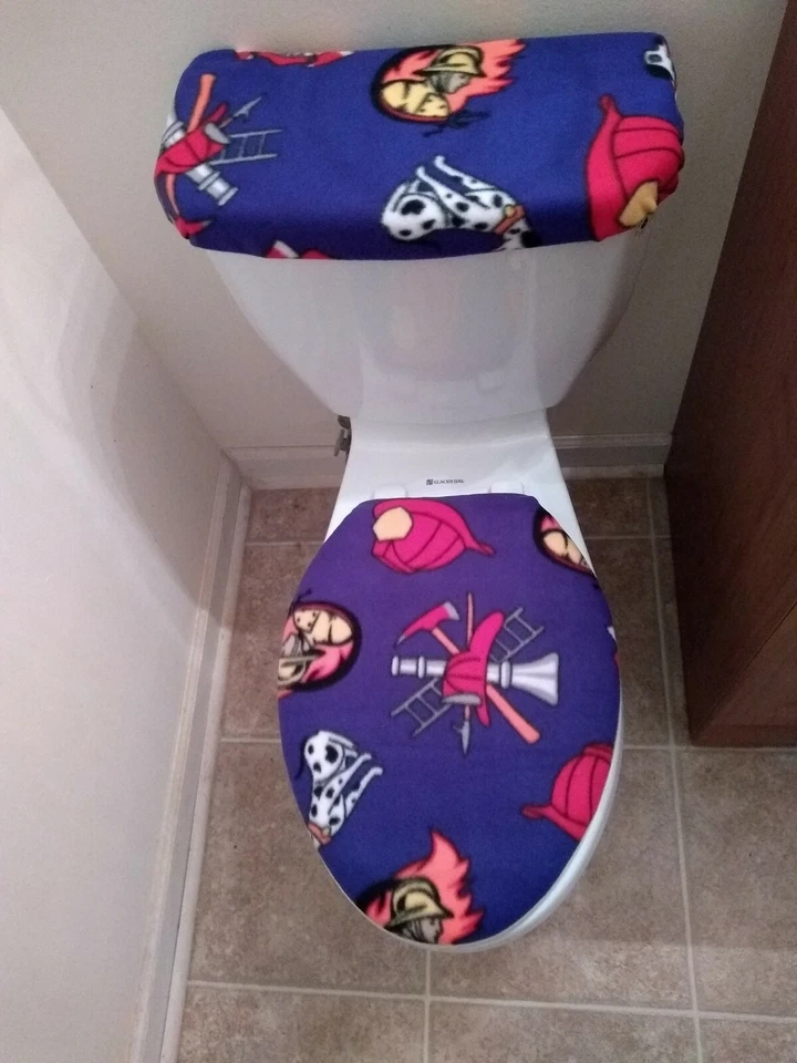 Juego de tapa de inodoro y tapa sin mangas de vellón para perros bombero dálmatas  Foto 1 de 1