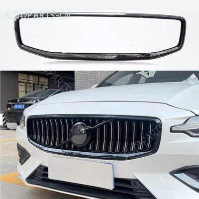 Marco de parrilla delantera exterior negro brillante ABS para Volvo S60 2019-2024 1 pieza Foto 1 de 4